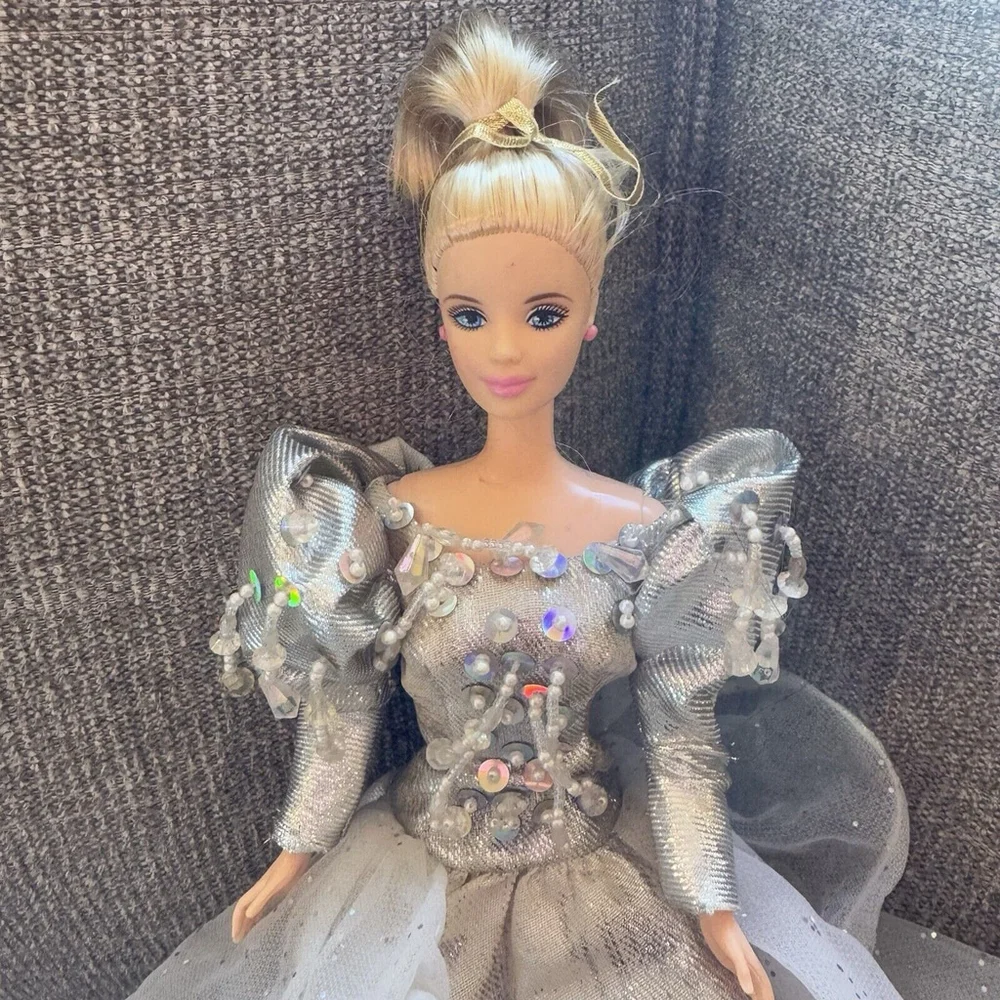 Vintage 1966 Barbie Doll Mattel Silver Color Dress